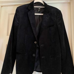 Navy blue velvet blazer jacket